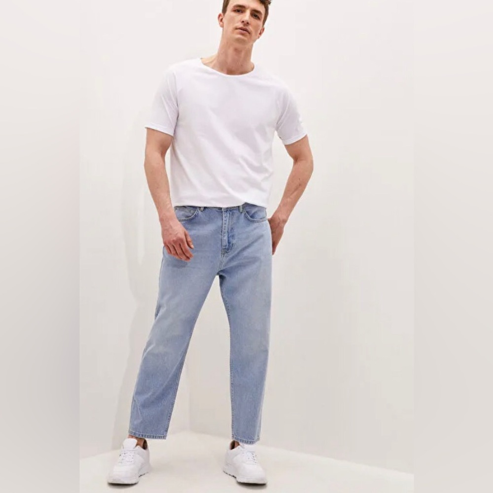 NWT LC WAIKIKI Cropped Blue Denim Skater Streetwear Jeans Size 32x30 $101